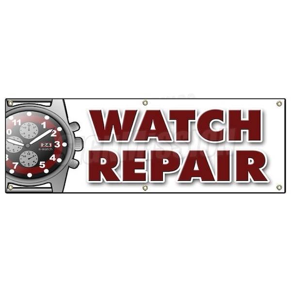 WATCH REPAIR BANNER SIGN batteries batterys jewelry gems bands appraisals